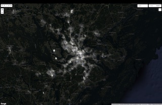 Förhandsvy av karta med satellitbilder och etiketter